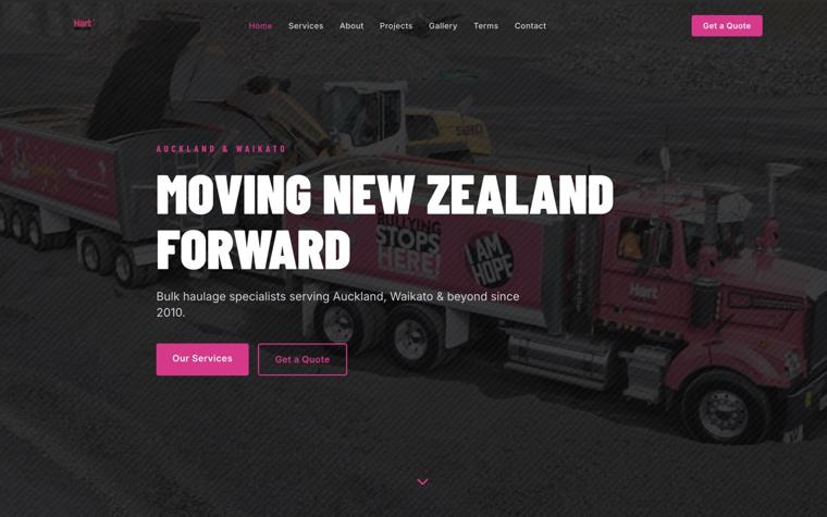Hart Haulage — Transport website built with Pubd