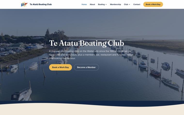 Te Atatū Boating Club — Members club website built with Pubd