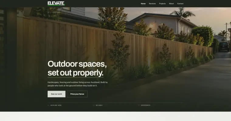 Elevate Outdoors — Landscaping website built with Pubd