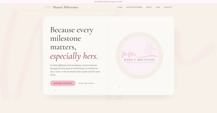 Mama's Milestones — E-Commerce website built with Pubd